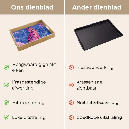 Tijger - Roze - Bladeren - Jungle Dienblad Rechthoek middel -USP_VergelijkingNL