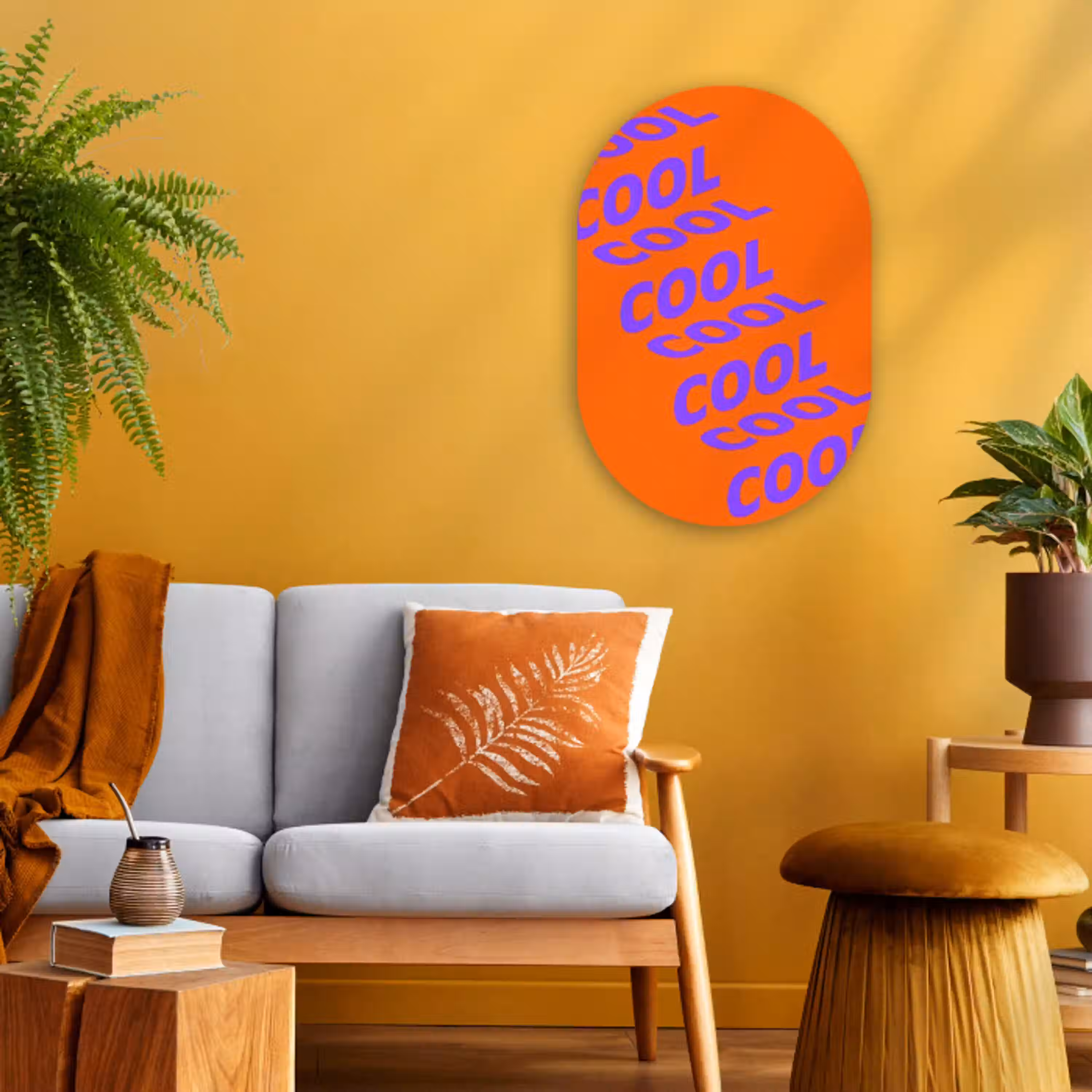 Cool - Paars - Oranje Wandcirkel Ovaal Forex klein -sfeer4