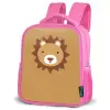Dierenportret - Leeuw - Bruin Kinderrugzak - Roze middel -schuin