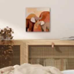Olifanten - Oranje - Abstract aluminium wit klein -sfeer3