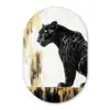 Panter - Zwart - Abstract - Goud Wandcirkel Ovaal Forex klein -3d