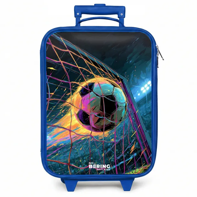 Kinderkoffer blauw - Neon - Net - Voetbal - Kleurrijk