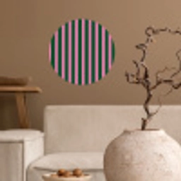 Verticale strepen - Groen - Roze Wandcirkel behangsticker klein 186 -sfeer1