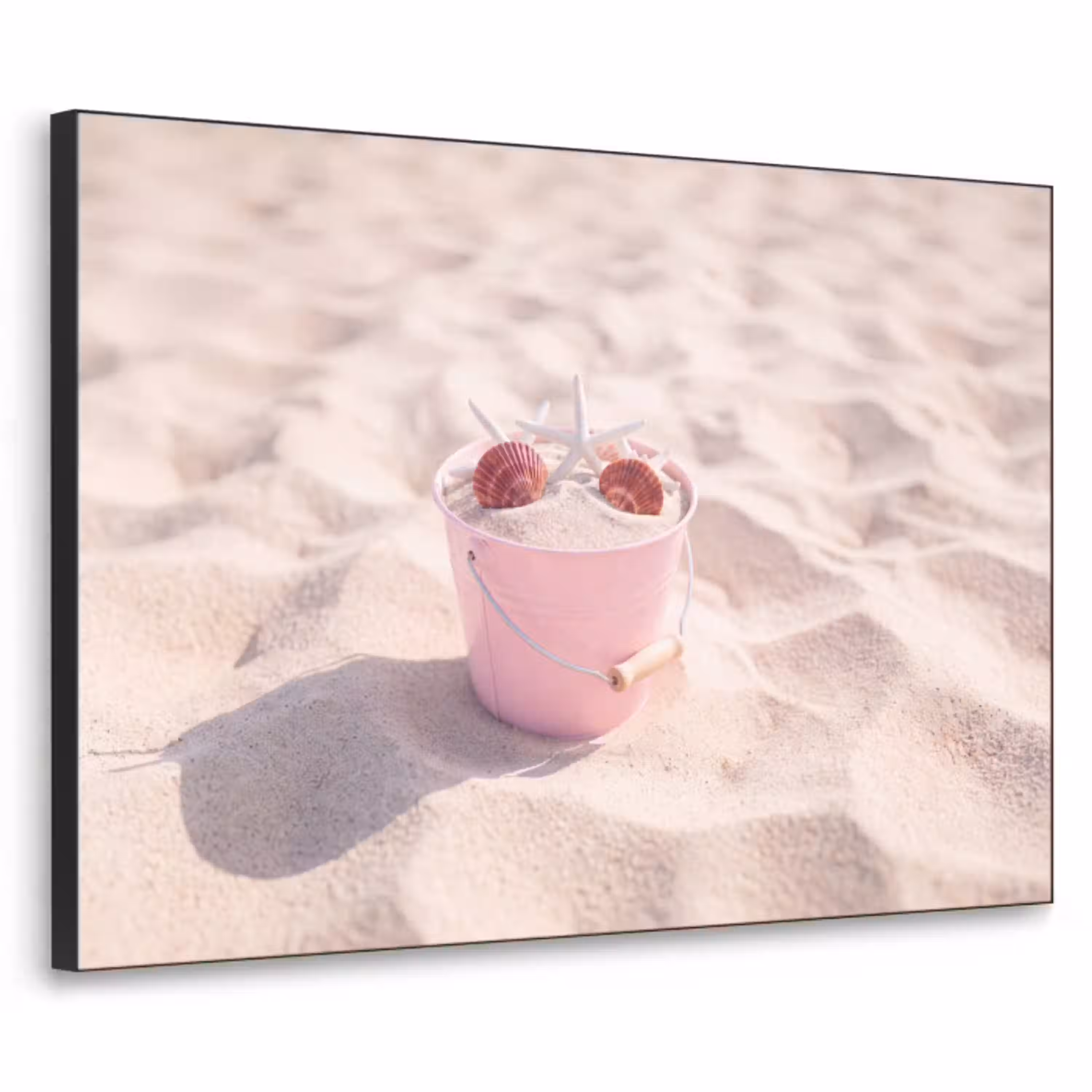 Strand - Schelpen - Zomer - Roze - Decoratie Textielframe zwart klein -3d