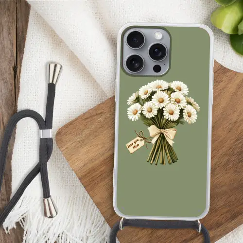 Lint - Boeket - Groen - Quote Hoesje iPhone 16 Pro Max met koord klein -sfeer4