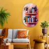 Planken - Boeken - Bladeren Wandcirkel Ovaal Glas middel -sfeer4