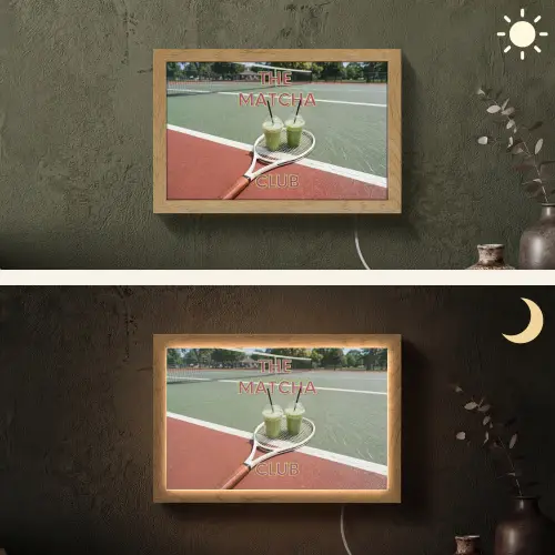 Matcha Club - Tennis - Matcha Light Box met kabel (Wandlamp) klein -sfeer3