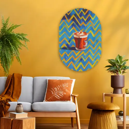 Mok - Koffie - Zigzag - Slagroom Wandcirkel Ovaal Glas middel -sfeer4