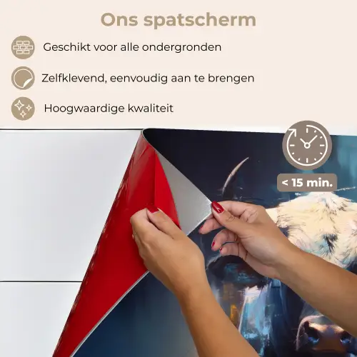Stier - Zwart - Abstract - Horens keuken achterwand spatscherm klein -spatscherm_NL