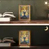 Boom - Levensboom - Blauw - Goud Light Box met kabel (Tafellamp) klein -sfeer3