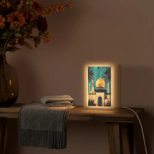 Moskee - Goud - Arabisch - Islamitische Light Box met kabel (Tafellamp) klein -sfeer4