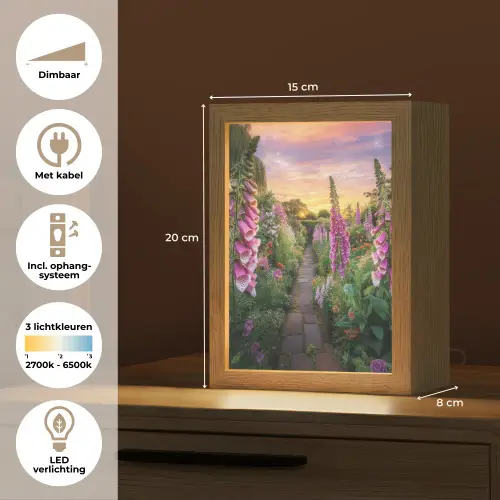 Vingerhoedskruid - Bloemen - Tuin Light Box met kabel (Tafellamp) klein -USP_NL