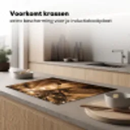 Hert - Bos - Mistig - Natuur - Goud Inductie beschermer vinyl 3mm klein -sfeer1
