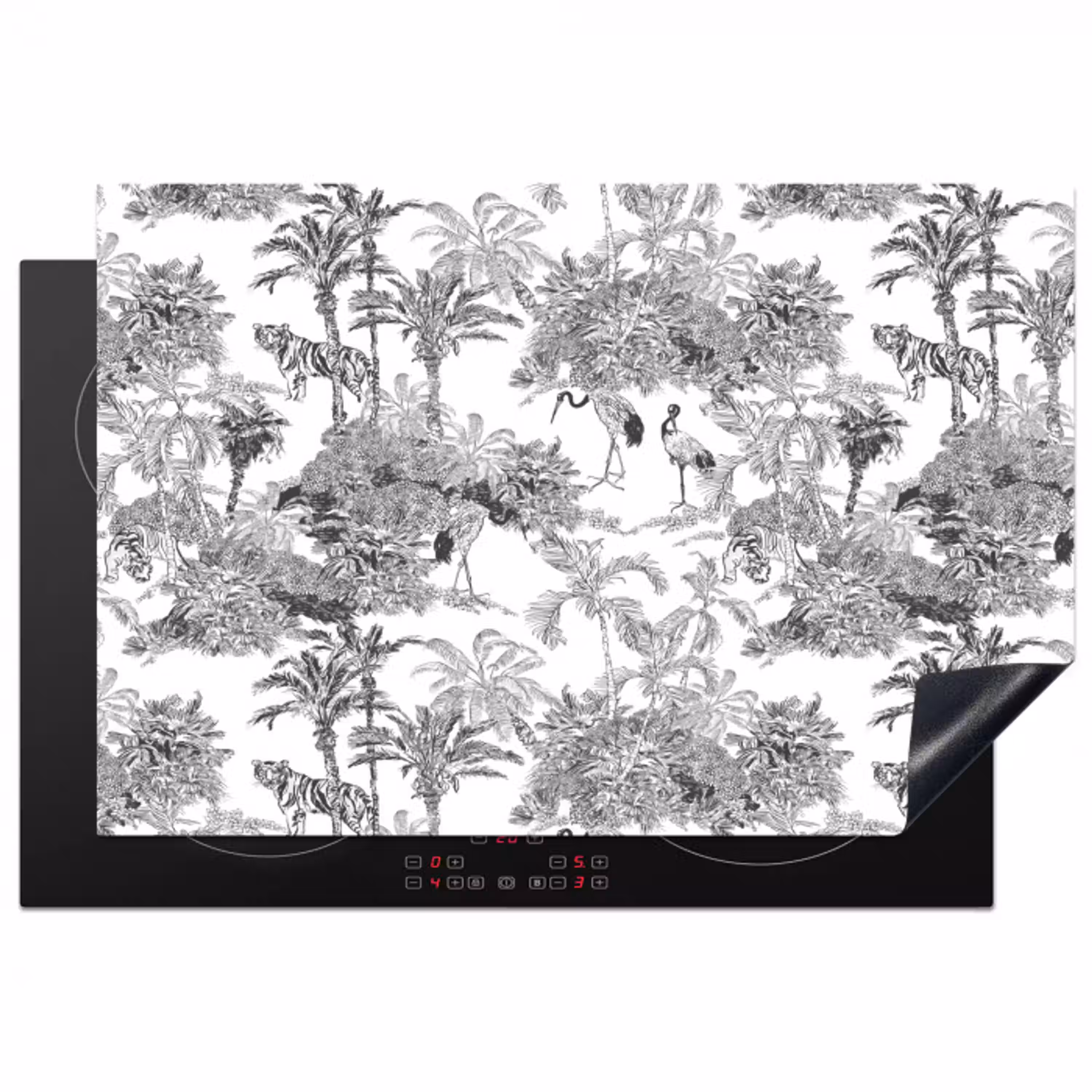 Tijger - Jungle - Patroon - Grijs Inductie beschermer vinyl 3mm klein 276 -3d