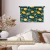 Bloemen - Bladeren - Citroenen - Blauw Wandkleed katoen klein 269 -sfeer1