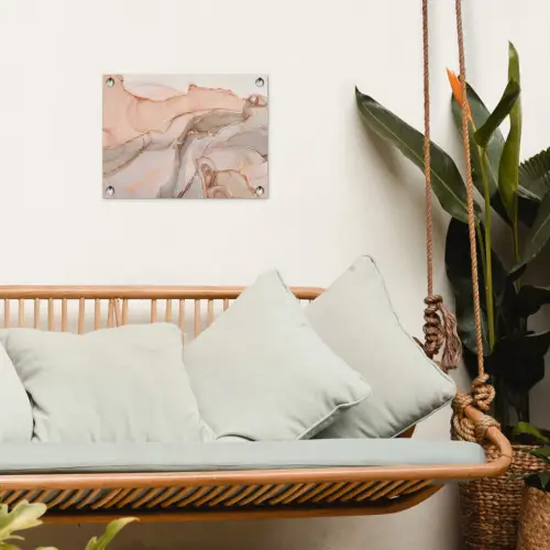 Marmer - Roze - Rosé tuinposter los doek klein -sfeer7