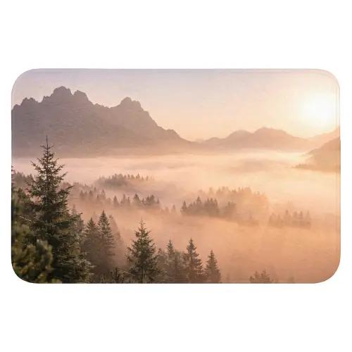 Zonlicht - Mist - Bergen - Bomen WCmat klein -3d