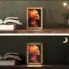 Schedel - Oranje - Zijaanzicht - Vlammen Light Box met kabel (Tafellamp) klein -sfeer3