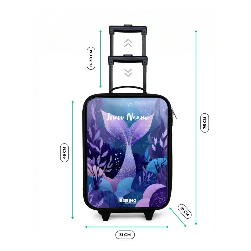 Zeemeermin - Onderwater - Paars - Blauw Kinderkoffer - Zwart klein -productfoto_formaten