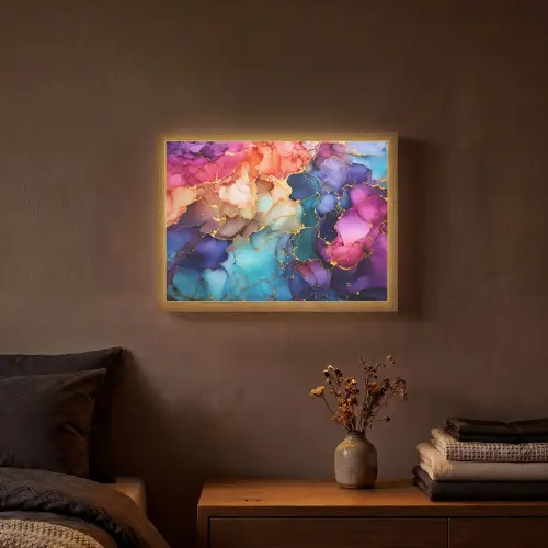 Marmer - Kleurrijk - Kleuren - Abstract Light Box met batterij (Wandlamp) middel -sfeer4