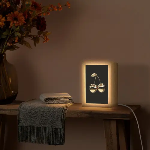 Kersen - Zwart - Goud - Chrome Light Box met kabel (Tafellamp) klein -sfeer4