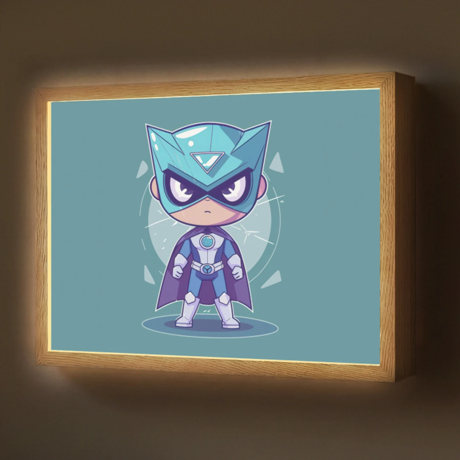 Superheld - Blauw - Jongens Light Box met batterij (Wandlamp) middel -z3d_website