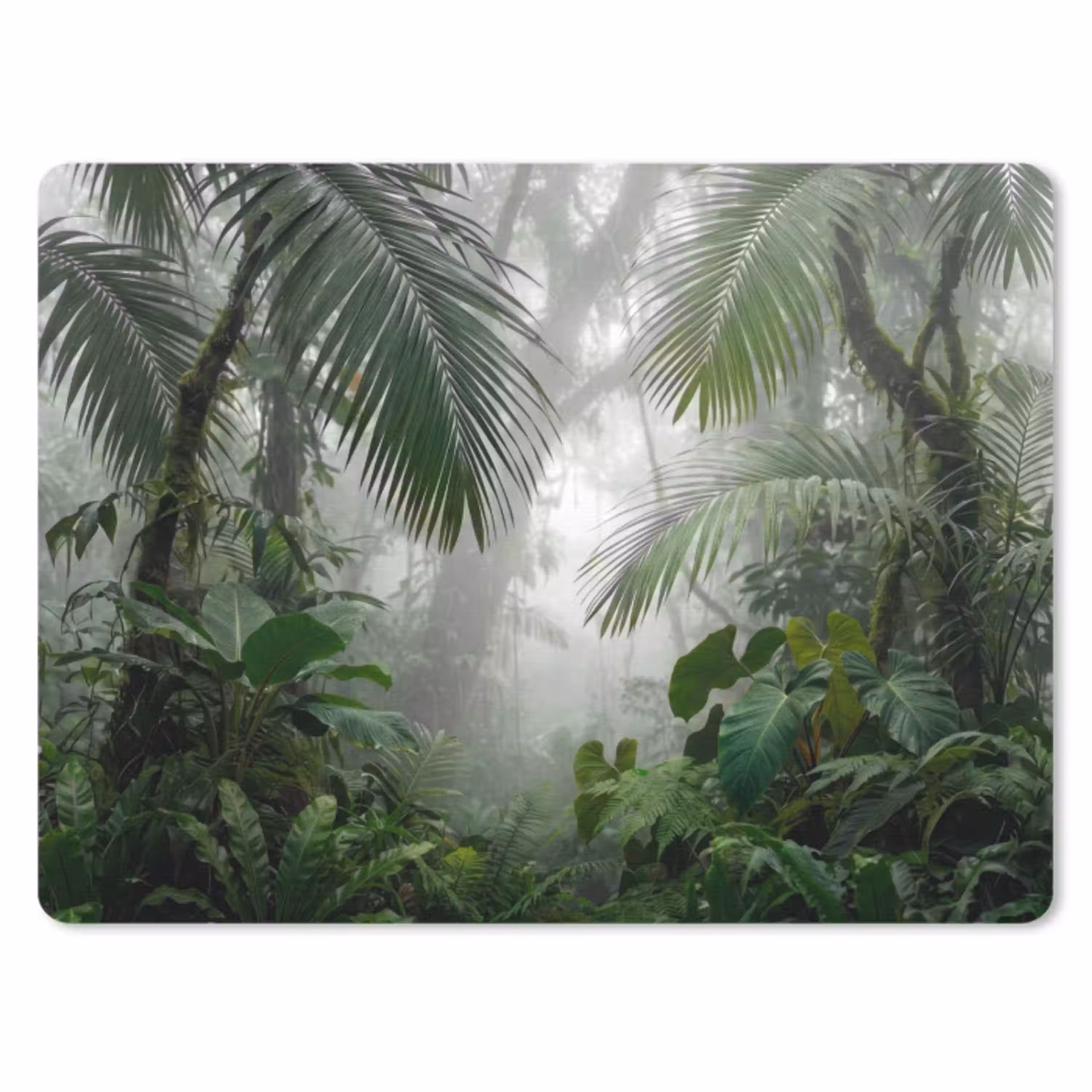 Natuur - Jungle - Mist - Tropisch - Groen muismat rubber klein -3d