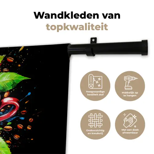 Koffie - Graffiti - Drinken - Abstract Wandkleed katoen klein -sfeer2