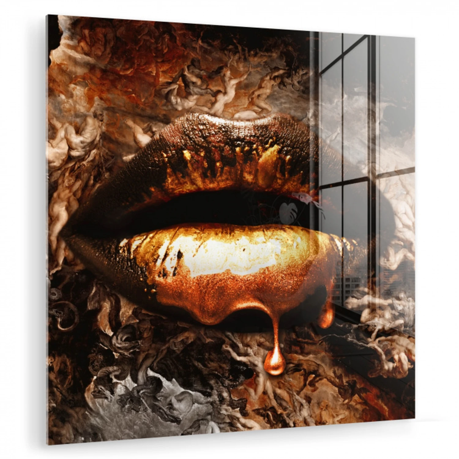 Goud - Lippen - Kunst plexiglas 5mm klein -zzzproduct_nieuw