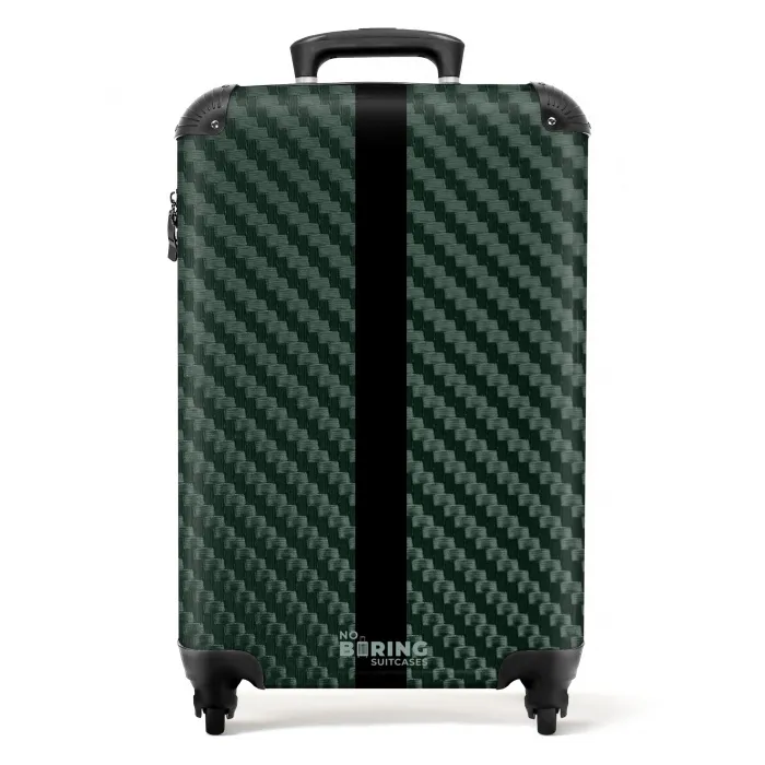 Groene carbonstructuur met zwarte middenstreep NBS - Handbagage koffer - Volwassenen Unisex middel -productfoto_recht