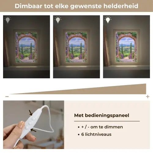 Doorkijk - Toscane - Landschap - Poort Light Box met kabel (Wandlamp) klein -USP_dimbaarNL