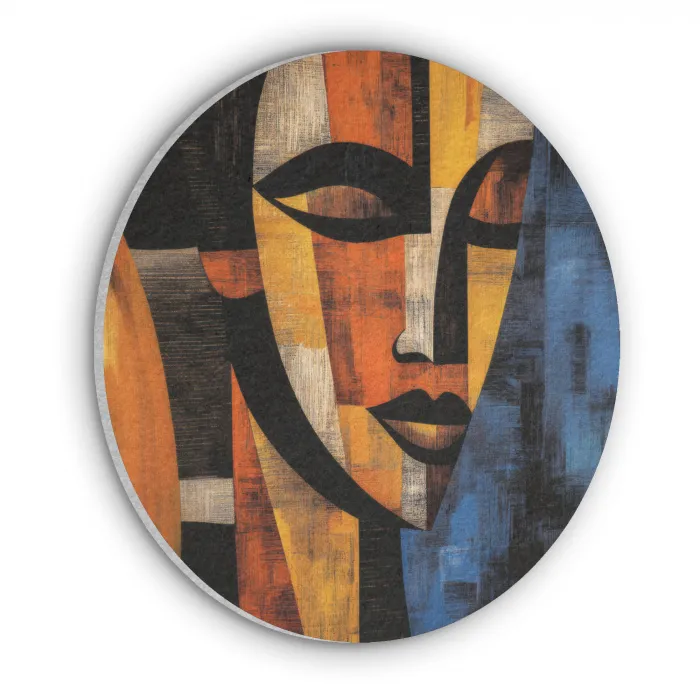 Abstract - Portret - Kleurvakken Akoestische PET Vilt - Rond klein -3d