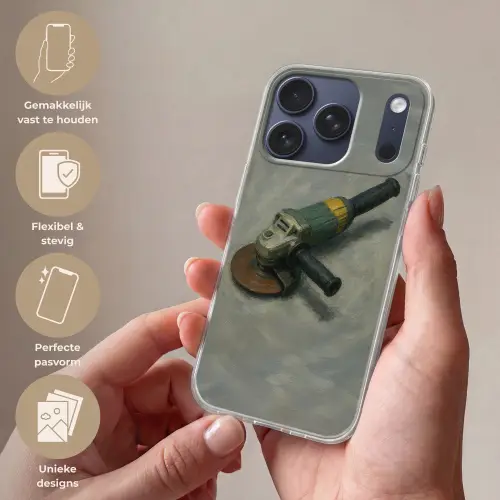 Haakse slijper - Schilderij - Gereedschap Telefoonhoesje iPhone 17 Pro klein -sfeer3_NL