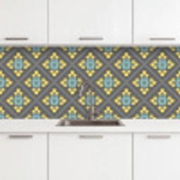 Design - Ruit - Bloemen - Grijs keuken achterwand 2 middel 871 -3d