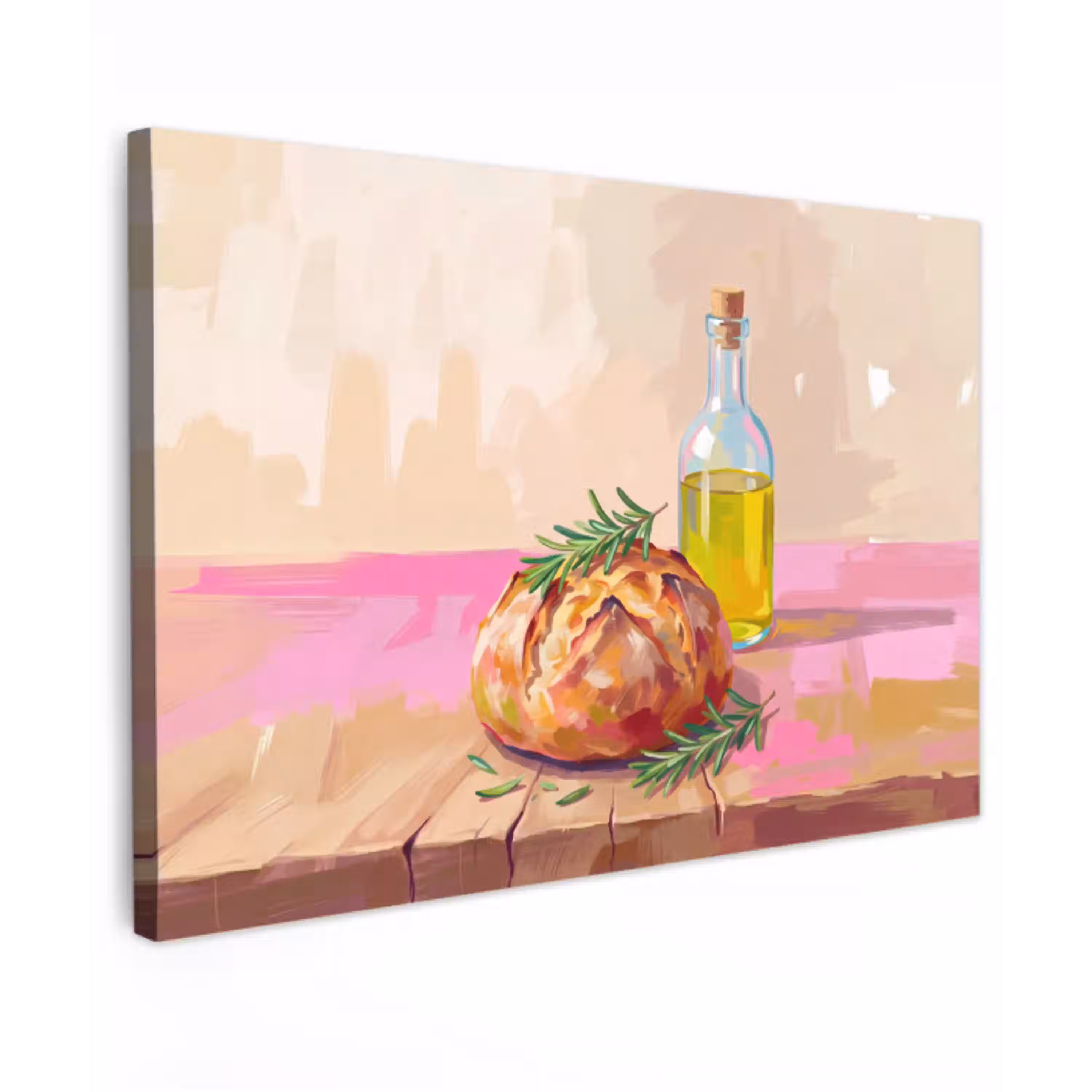Eten - Brood - Olijfolie - Abstract - Keuken canvas 2cm klein -z3d