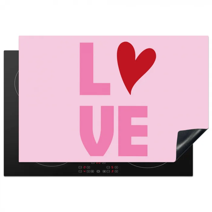 Love - Roze - Hart - Valentijn Inductie beschermer vinyl 3mm klein -3d