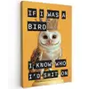 Geel - Uil - Vogel - Decoratie canvas 2cm klein -z3d
