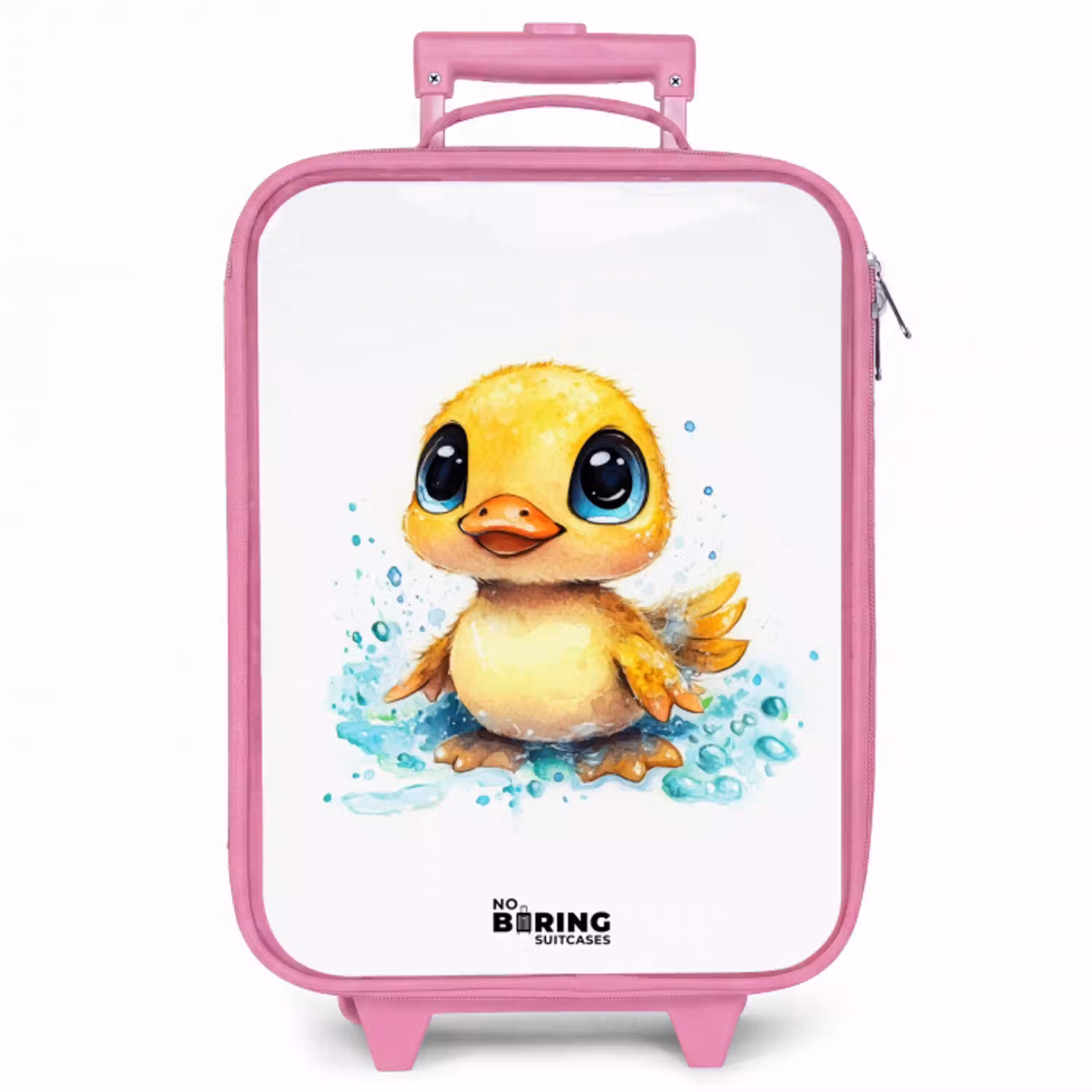 Lief eendje met blauwe ogen en waterspetters Kinderkoffer - Roze klein -zzz_website3d