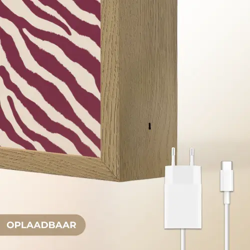 Zebra - Motief - Bordeaux - Rood Light Box met batterij (Wandlamp) middel 907 -USP_websiteoplaadbaarNL