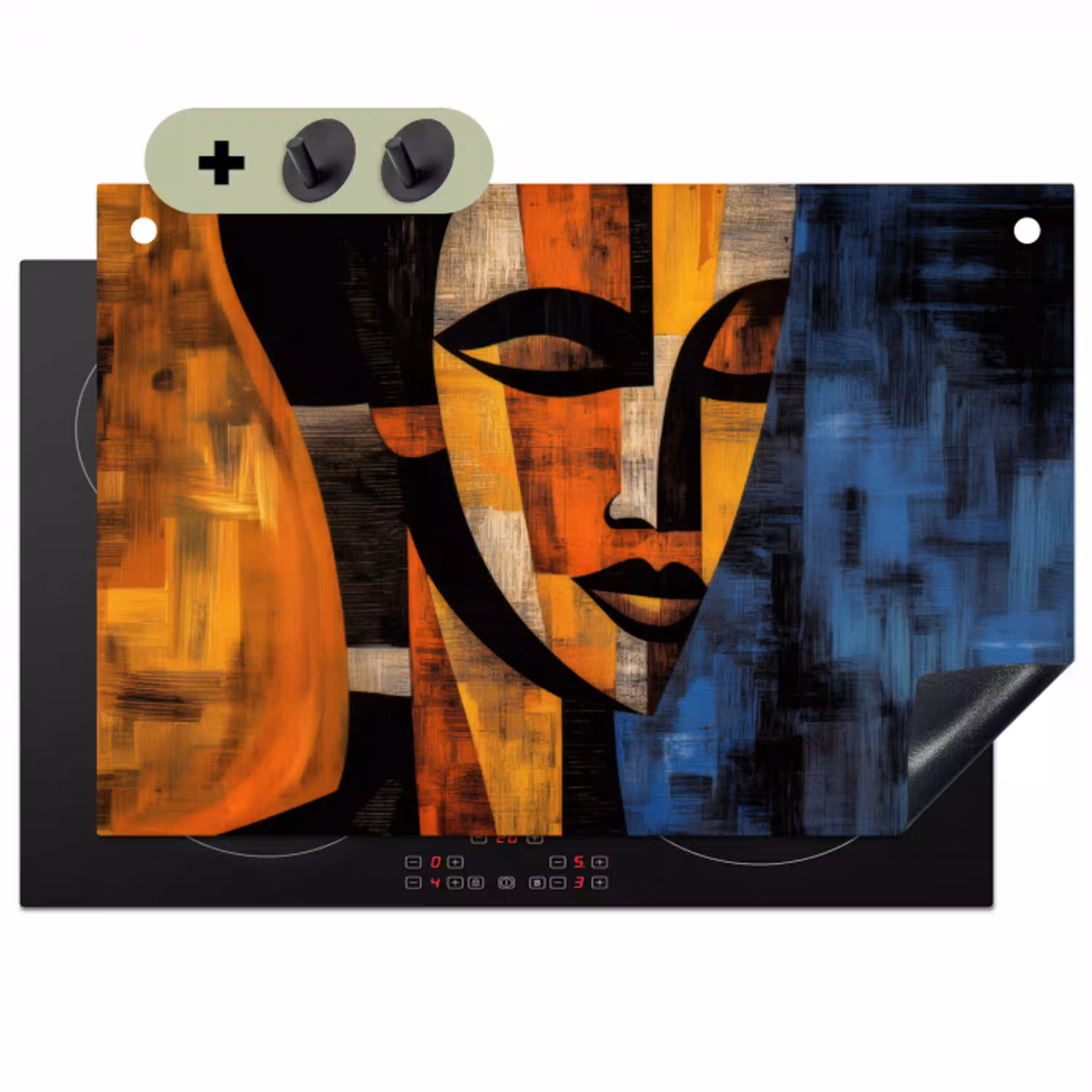 Abstract - Portret - Kleurvakken Inductie beschemer met haakjes klein -3d