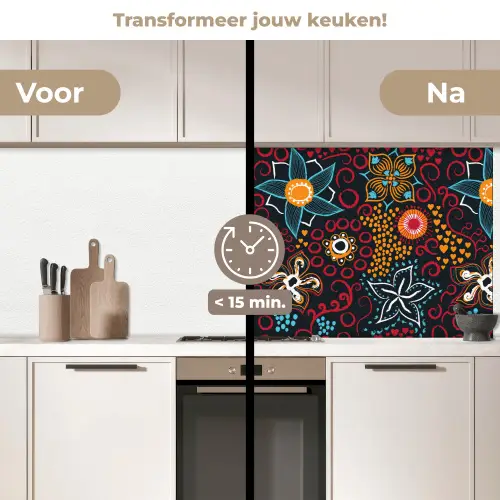 Bloemen - Rood - Patronen keuken achterwand 2 middel 871 -voor-na2_NL