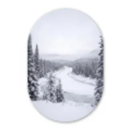 Rivier - Bevroren - Landschap - Winter Wandcirkel Ovaal Forex klein -3d