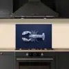 Kreeft - Porselein - Delfts - Blauw keuken achterwand spatscherm klein -sfeer1