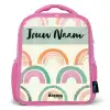 Regenboog - Pastel - Patroon Kinderrugzak - Roze middel -3d
