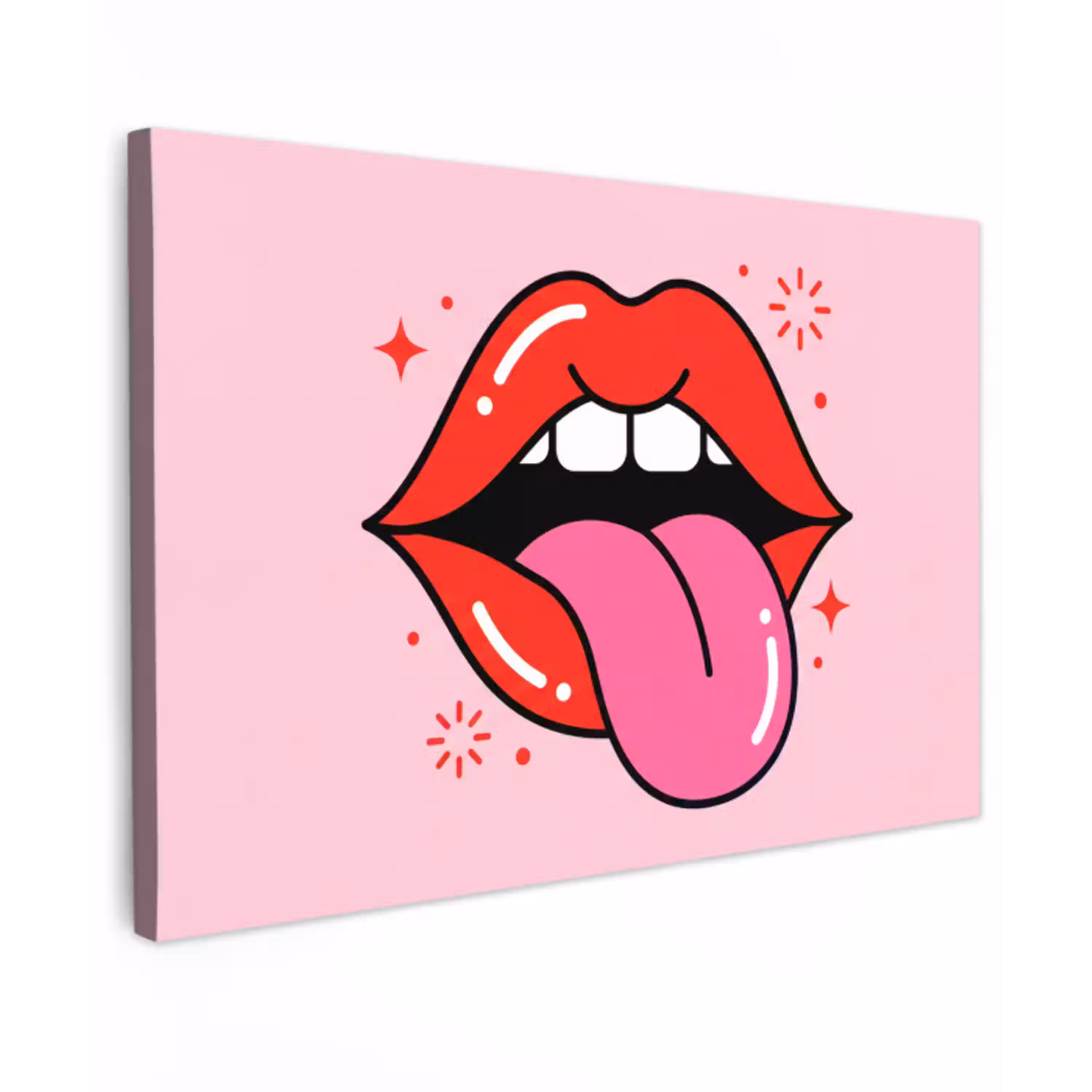 Lippen - Tong - Pop-art - Kleurrijk - Roze canvas 2cm klein -z3d