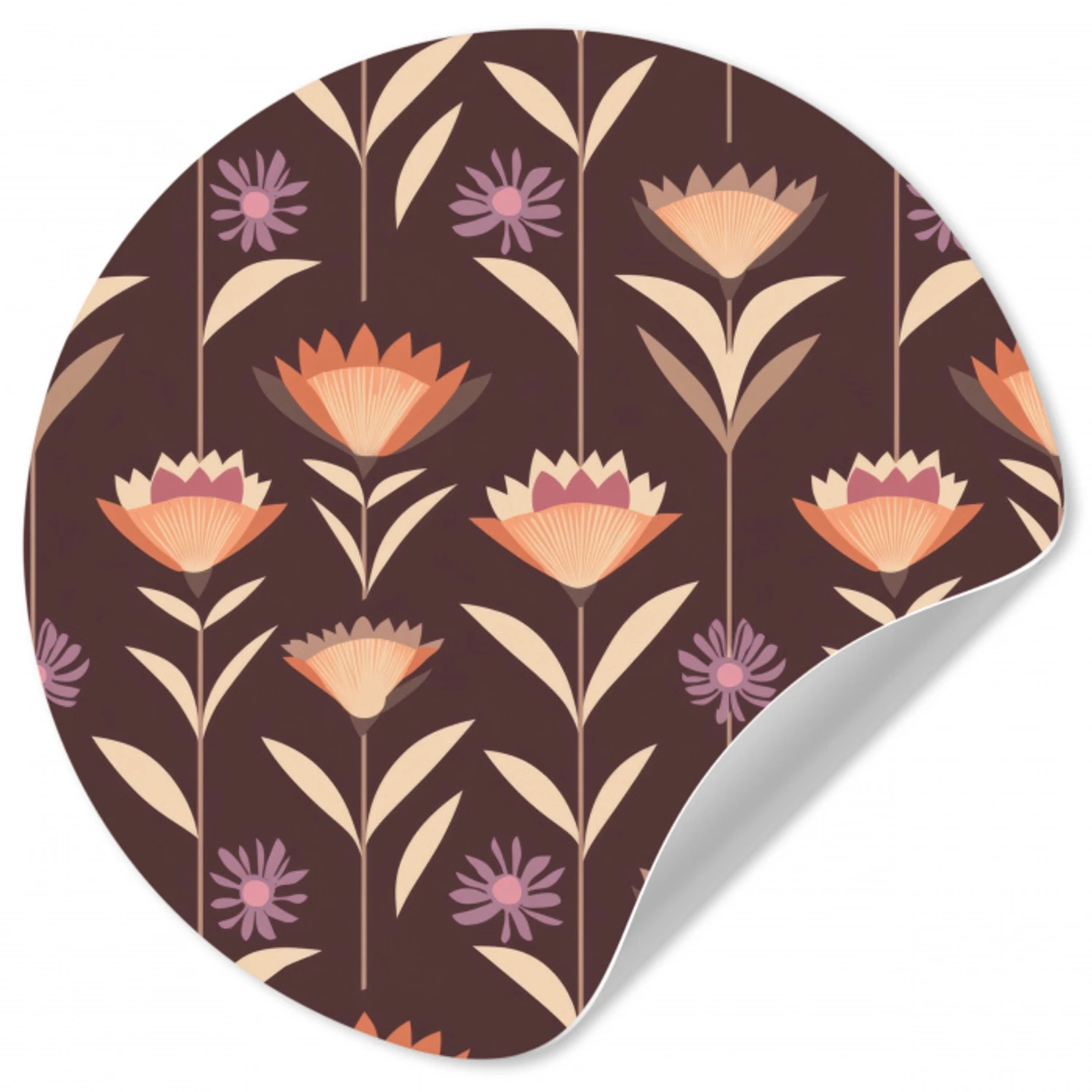 Elegant - Retro - Bruin Wandcirkel behangsticker klein 186 -3d