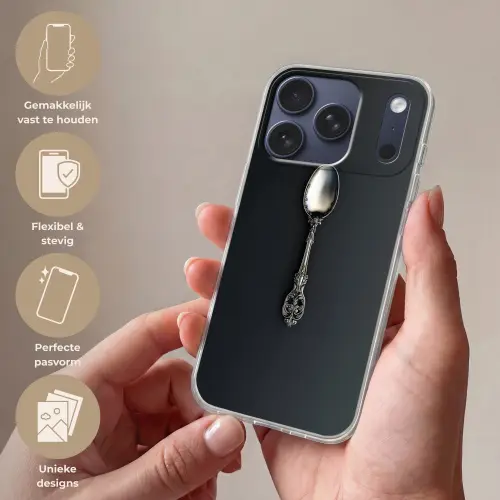 Lepel - Zilver - Metaal Telefoonhoesje iPhone 17 Pro klein -sfeer3_NL