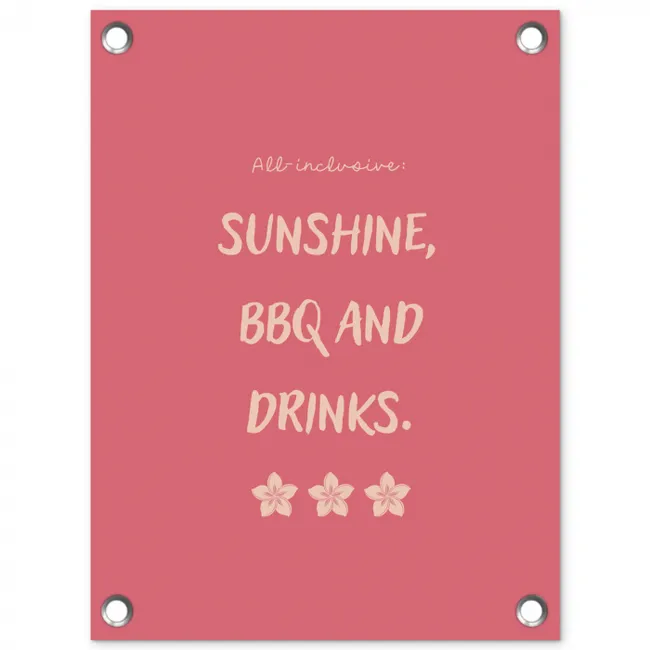Tuinposter - BBQ - Quote - Roze - Zomer
