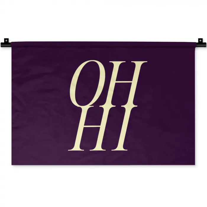 Oh hi - Paars - Minimalistisch Wandkleed katoen klein -zz3d