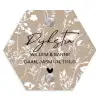 Beige bloemmotief - Sierlijk Naambord Hexagon klein -3d